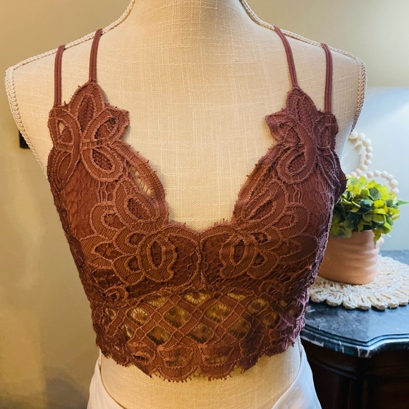 Anemone Other - NWT Anemone Lace Double Strap Bralette Dusty Mauve Size Large